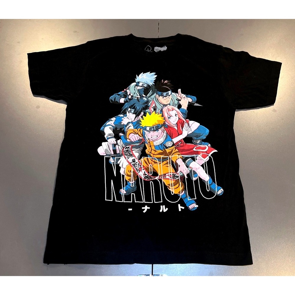 Naruto Graphic T-Shirt Women Size M Black Good Team 7 Anime Manga Tee